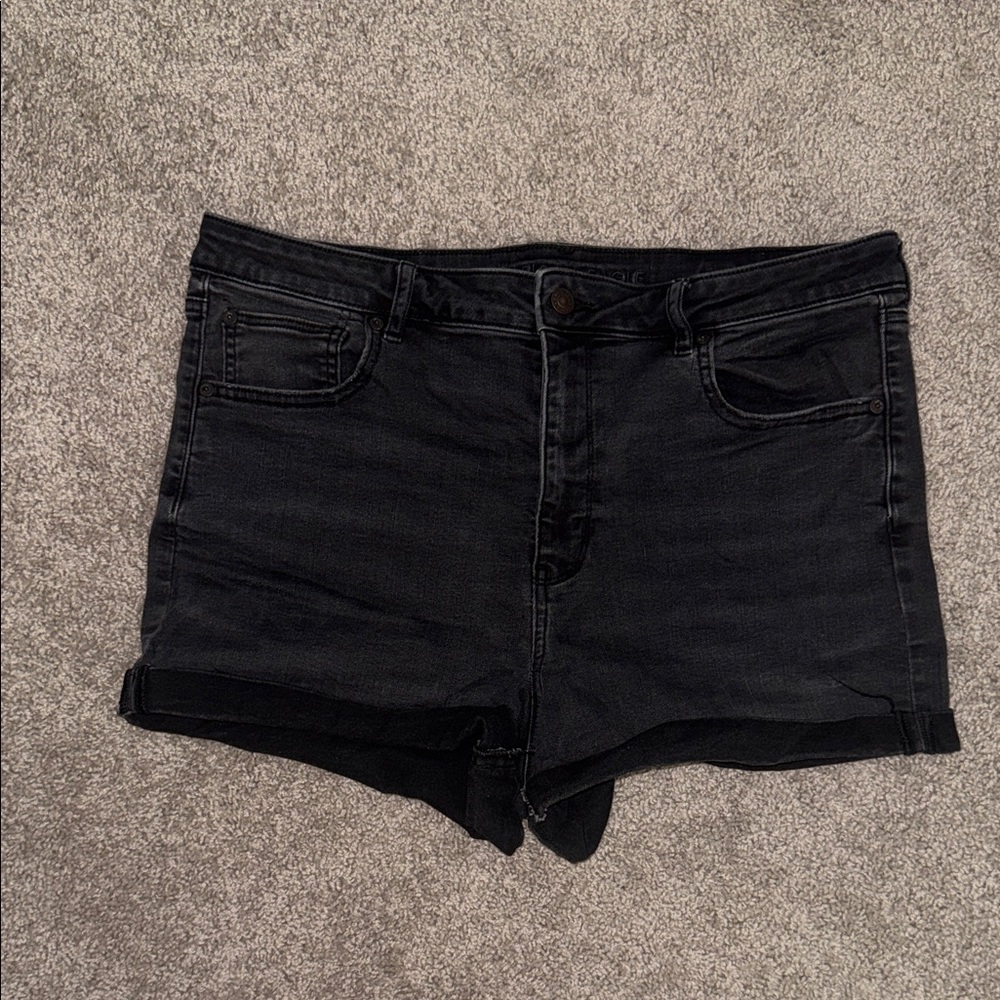 American Eagle Outfitters Black Denim High-Rise Jean Shorts